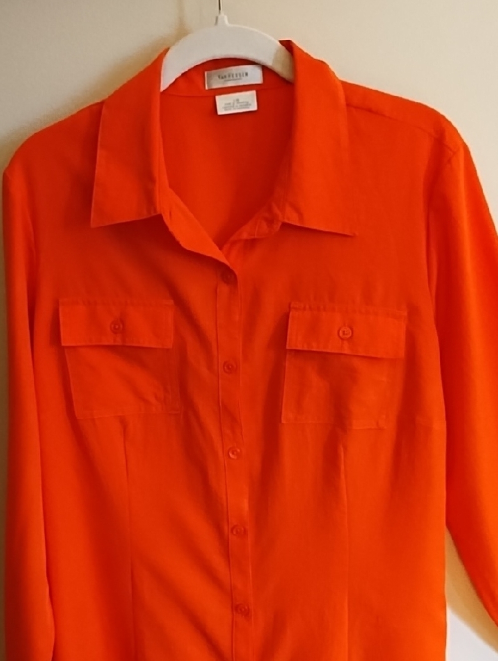 Bright Orange Button-Up Shirt, Soft Material - Picture 3 of 9